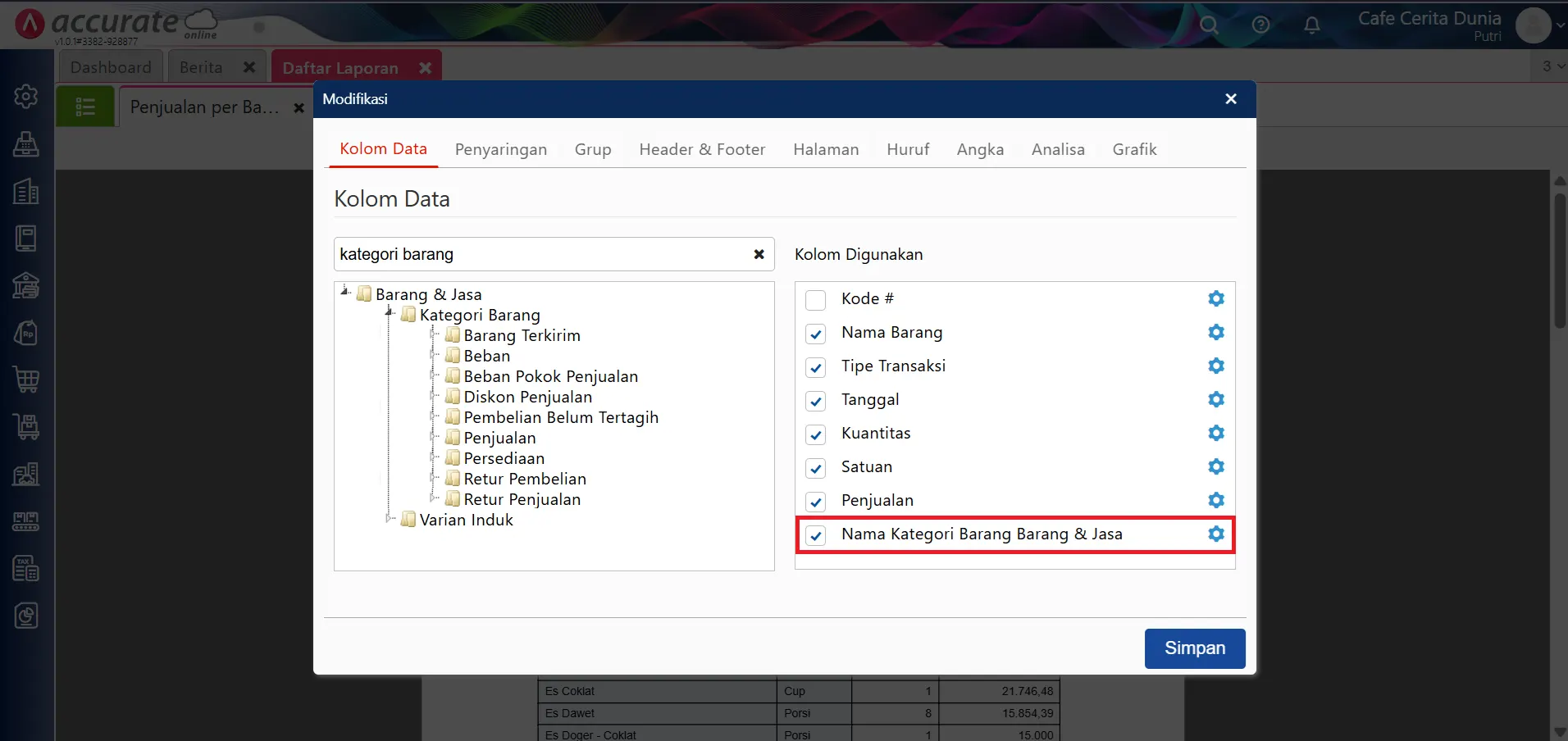 08 Membuat Laporan Penjualan Per Kategori Barang